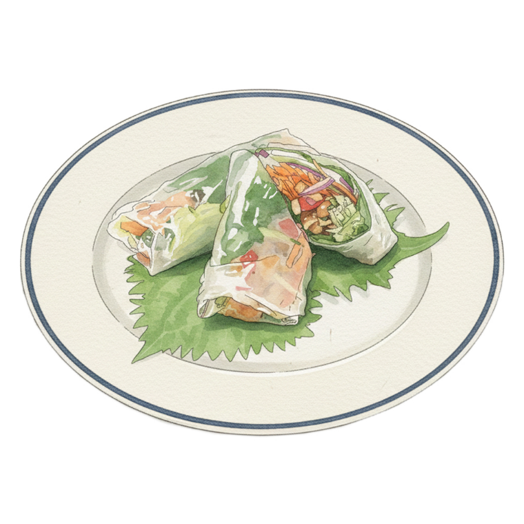 納豆と野菜の生春巻き
